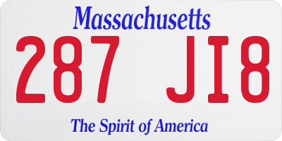 MA license plate 287JI8