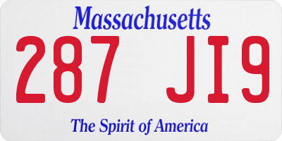 MA license plate 287JI9