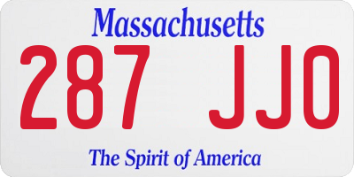 MA license plate 287JJ0