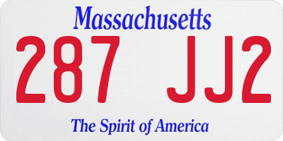 MA license plate 287JJ2