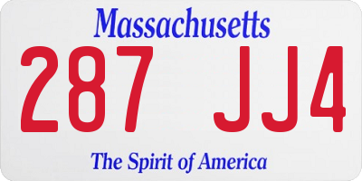 MA license plate 287JJ4