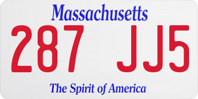 MA license plate 287JJ5
