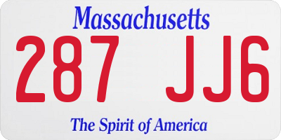 MA license plate 287JJ6