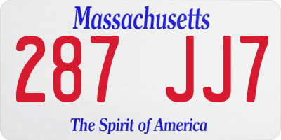 MA license plate 287JJ7