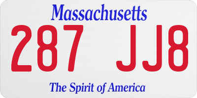 MA license plate 287JJ8