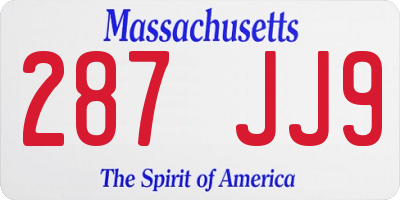 MA license plate 287JJ9