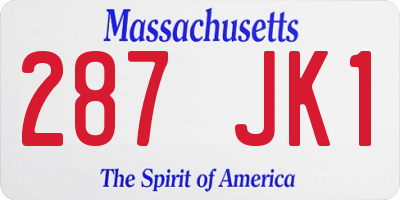 MA license plate 287JK1