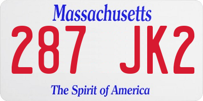 MA license plate 287JK2