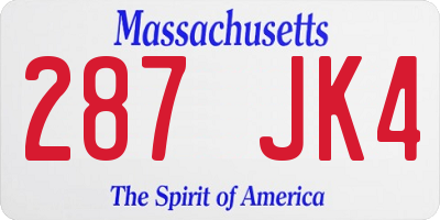 MA license plate 287JK4