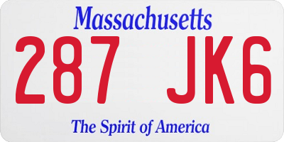 MA license plate 287JK6