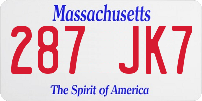 MA license plate 287JK7