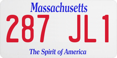MA license plate 287JL1