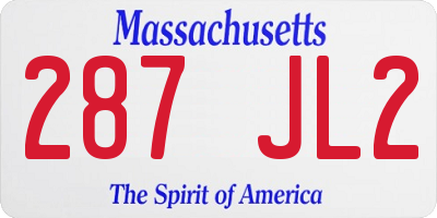 MA license plate 287JL2