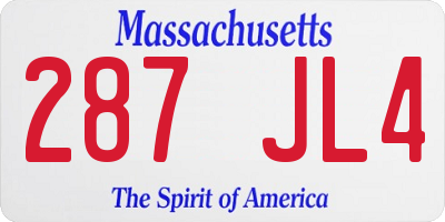 MA license plate 287JL4