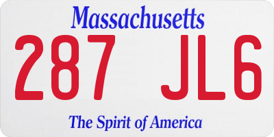 MA license plate 287JL6
