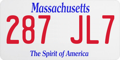 MA license plate 287JL7