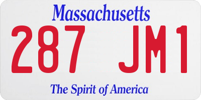 MA license plate 287JM1