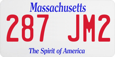 MA license plate 287JM2