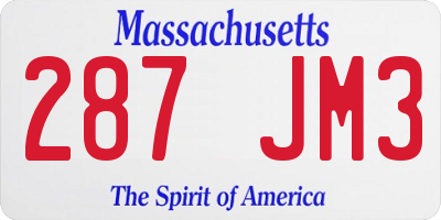 MA license plate 287JM3