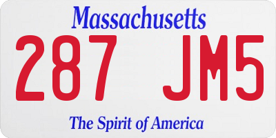 MA license plate 287JM5