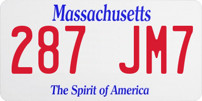 MA license plate 287JM7