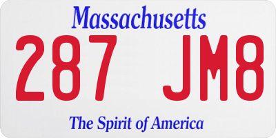 MA license plate 287JM8