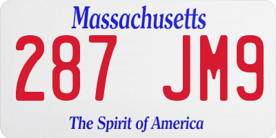 MA license plate 287JM9