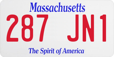 MA license plate 287JN1