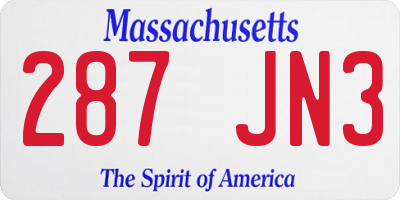 MA license plate 287JN3