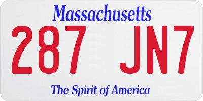 MA license plate 287JN7