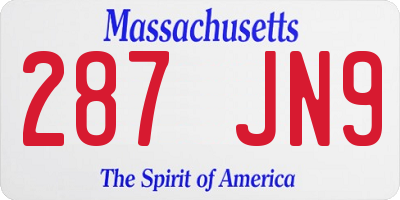 MA license plate 287JN9