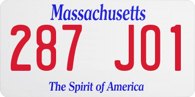 MA license plate 287JO1