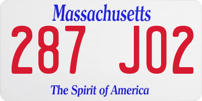MA license plate 287JO2