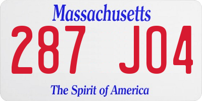 MA license plate 287JO4