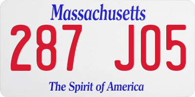MA license plate 287JO5