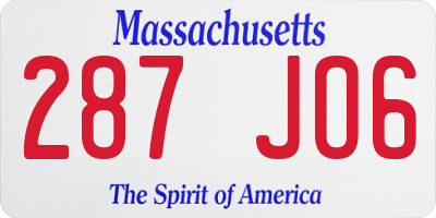 MA license plate 287JO6