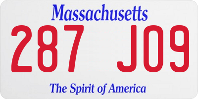 MA license plate 287JO9