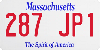 MA license plate 287JP1