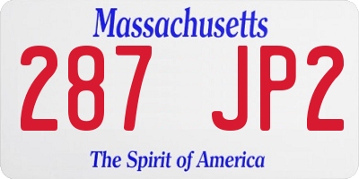 MA license plate 287JP2