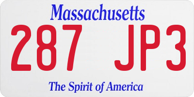 MA license plate 287JP3