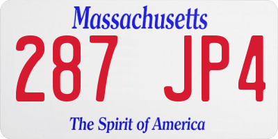 MA license plate 287JP4