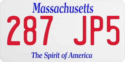 MA license plate 287JP5