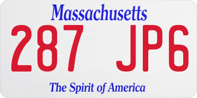 MA license plate 287JP6