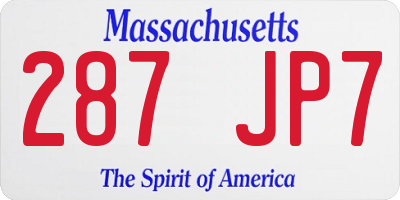 MA license plate 287JP7