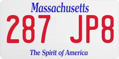 MA license plate 287JP8