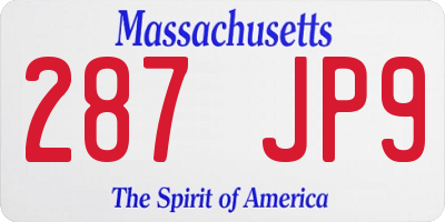 MA license plate 287JP9