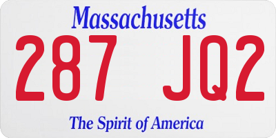 MA license plate 287JQ2