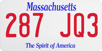 MA license plate 287JQ3