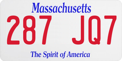 MA license plate 287JQ7