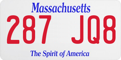 MA license plate 287JQ8